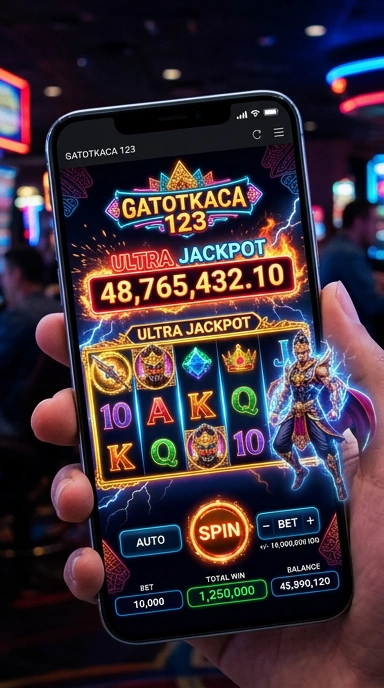 Screenshot fitur unggulan di aplikasi 'gatotkaca123'.